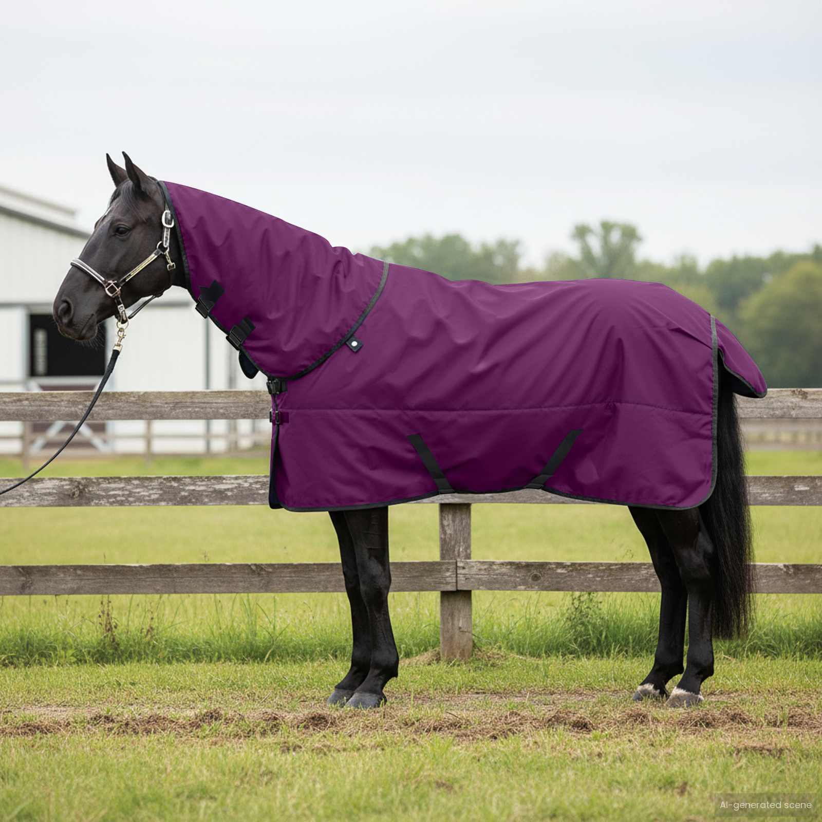 Cobertor de cavalo verde escuro e preto 145 cm poliéster