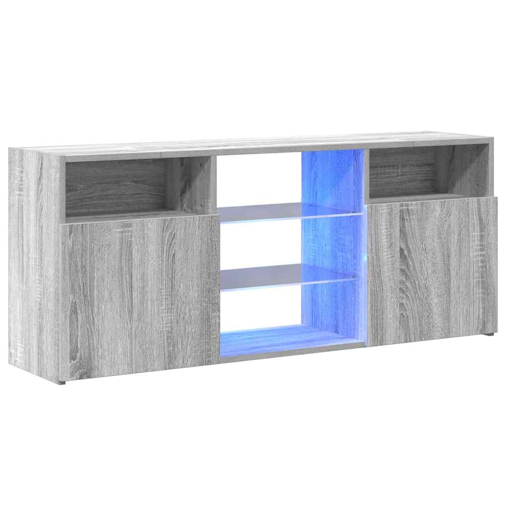 Móvel de TV com luzes LED 120x30x50 cm sonoma cinzento