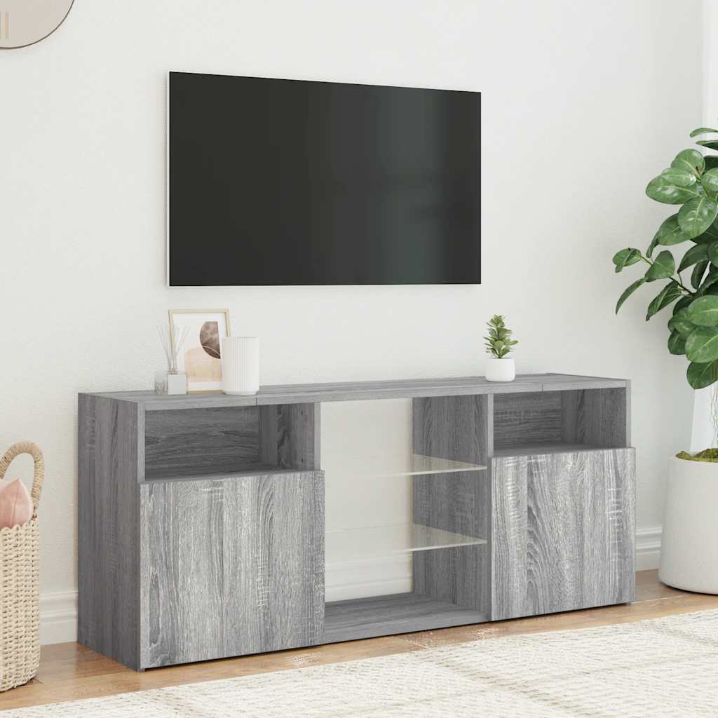 Móvel de TV com luzes LED 120x30x50 cm sonoma cinzento