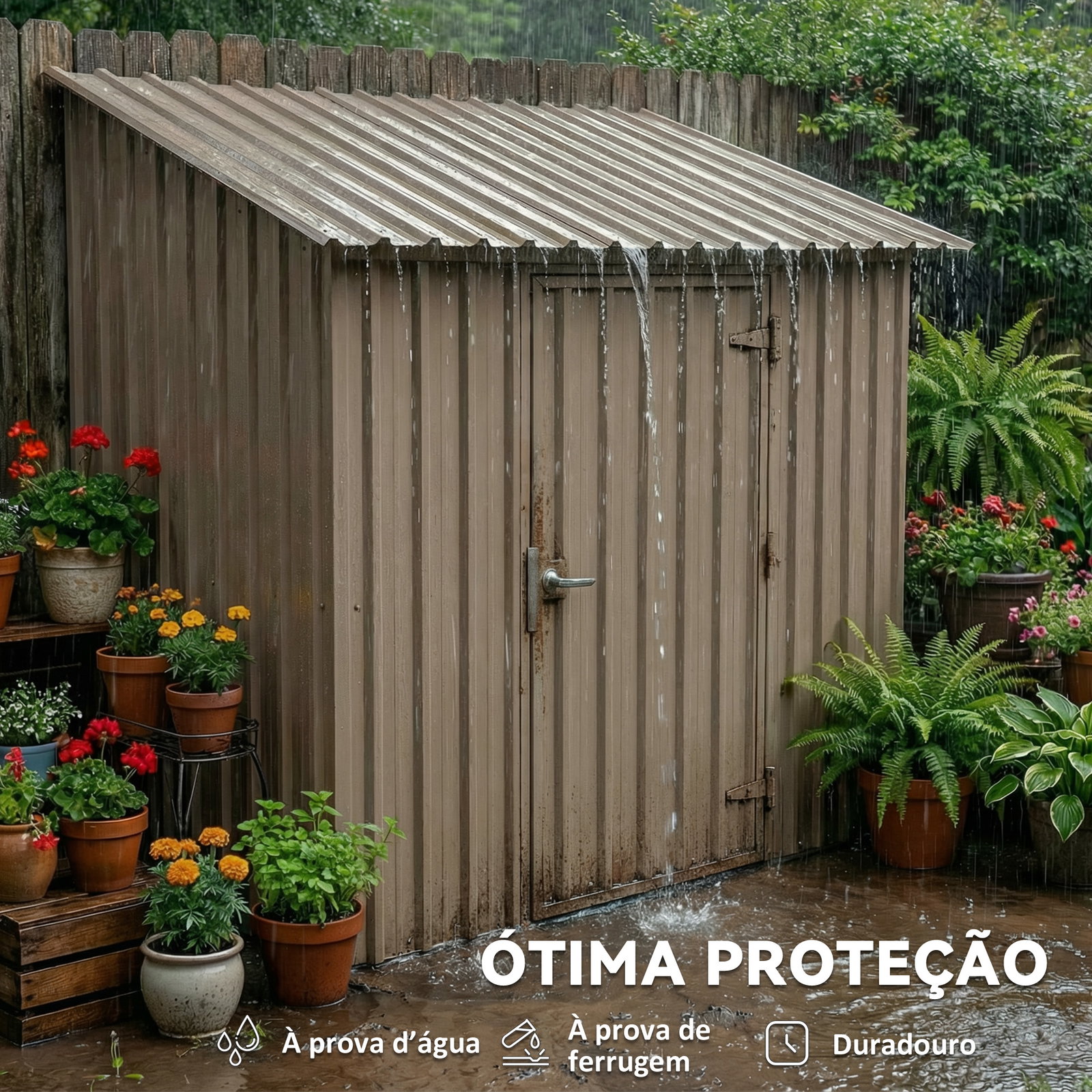 Conjunto de 12 painéis para telhado de aço galvanizado 7 m² para abrigos e garagens 129x45 cm castanho