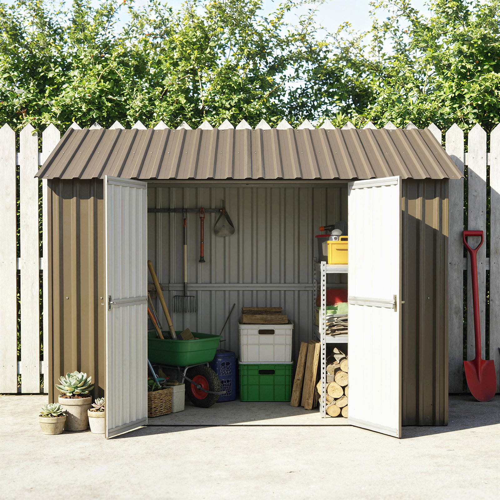 Conjunto de 12 painéis para telhado de aço galvanizado 7 m² para abrigos e garagens 129x45 cm castanho