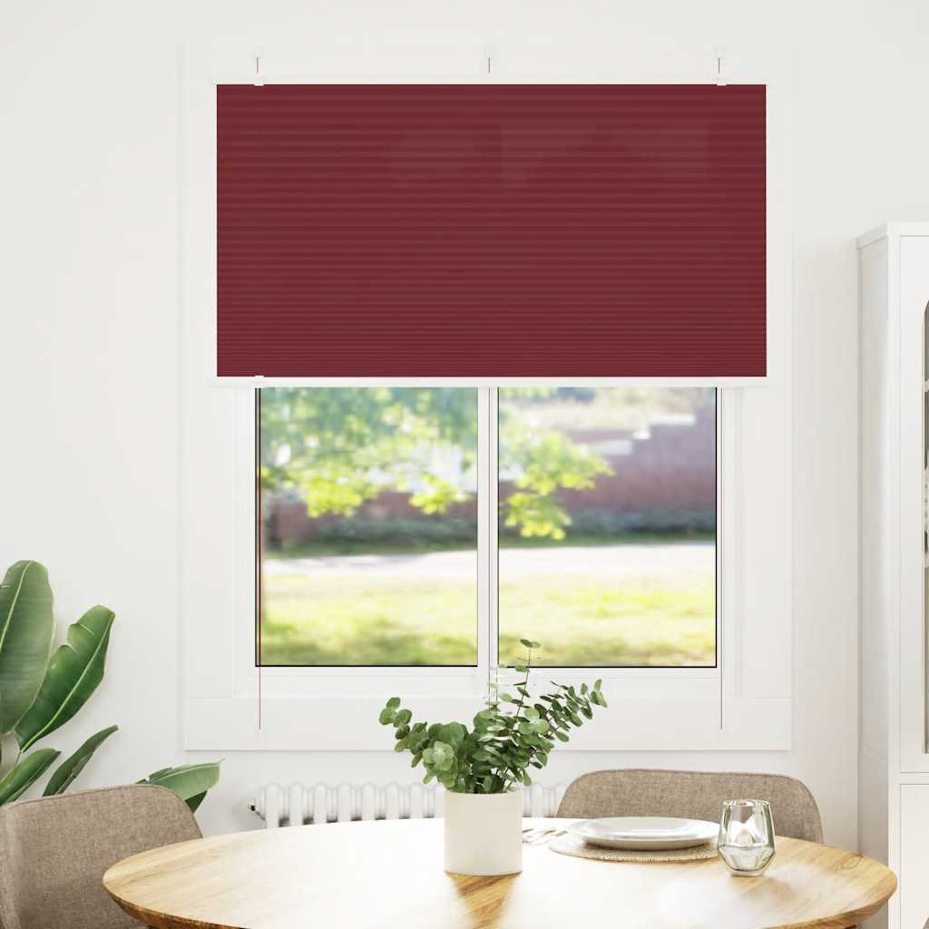Plissado cego bordéus vermelho 105x150 cm largura tecido