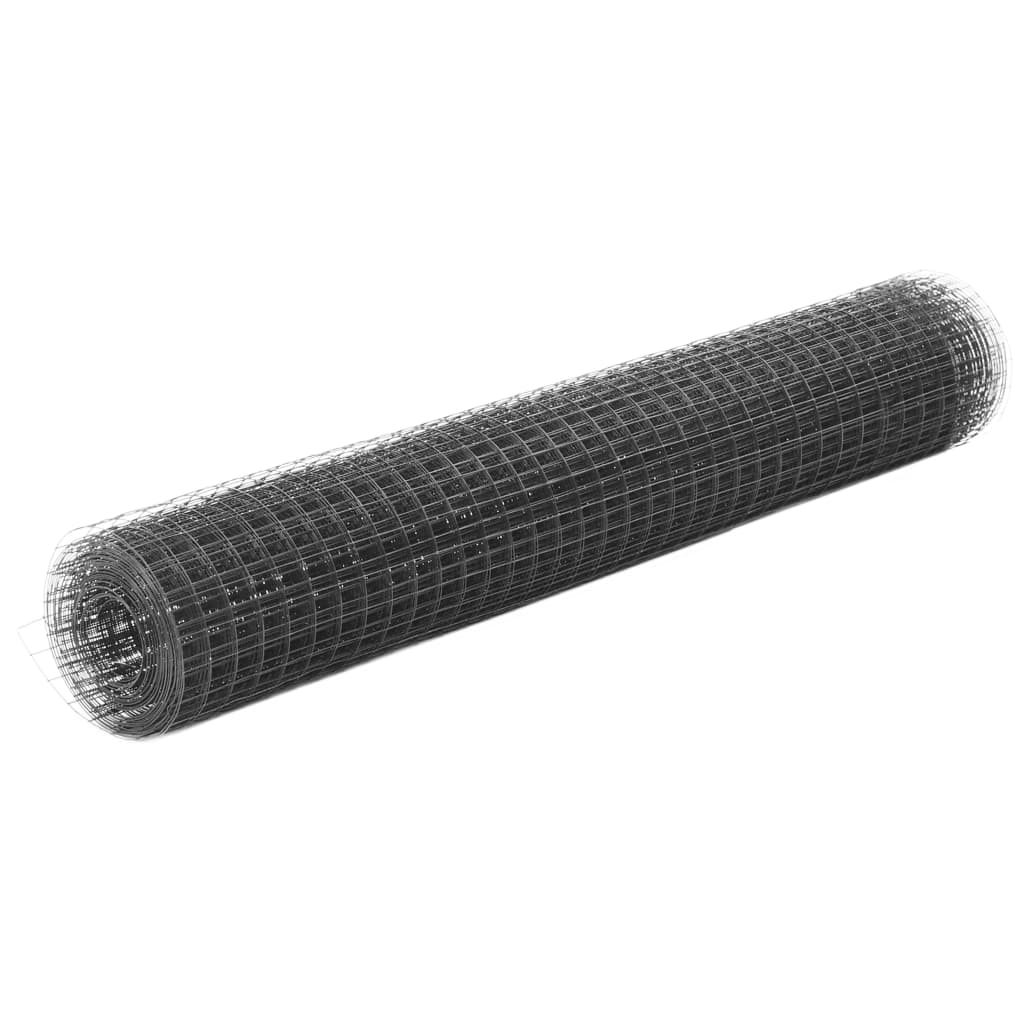 Cerca arame galinheiro 25x1 m aço c/ revestimento PVC cinzento
