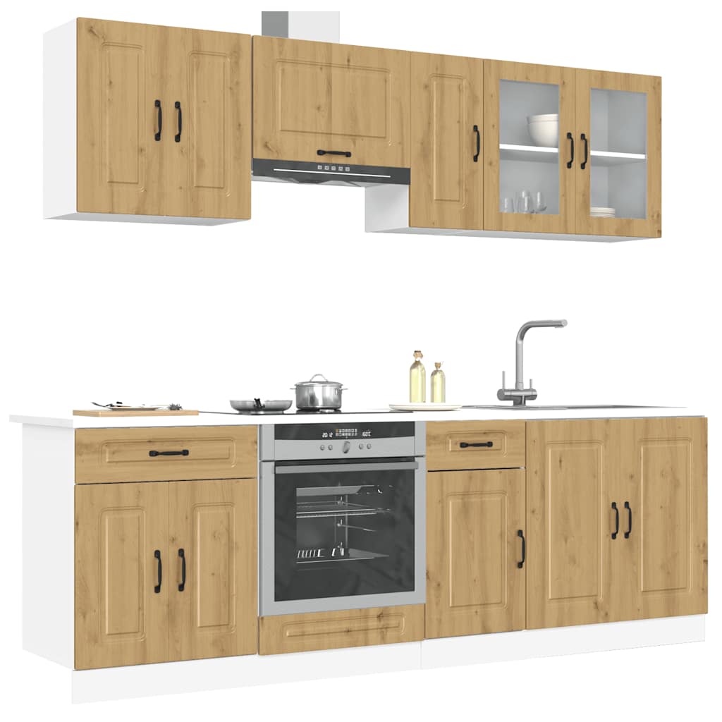 8 Peças armário de cozinha conjunto kalmar carvalho artisiano