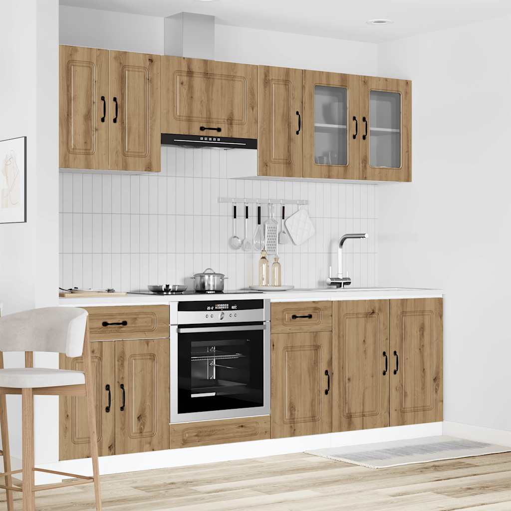 8 Peças armário de cozinha conjunto kalmar carvalho artisiano