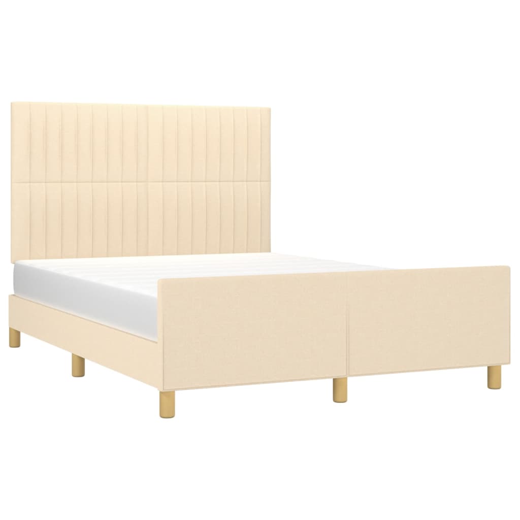 Estrutura de cama sem colchão 140x200 cm tecido cor creme
