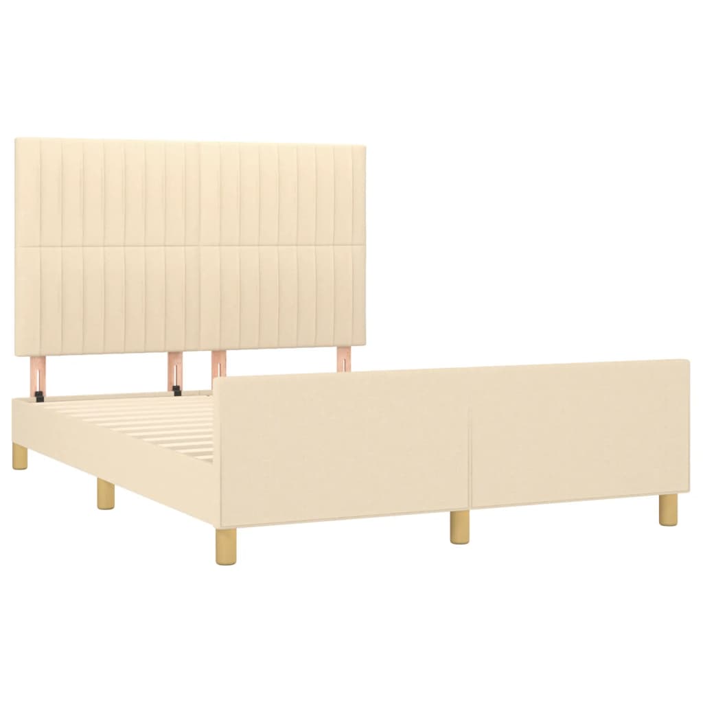 Estrutura de cama sem colchão 140x200 cm tecido cor creme