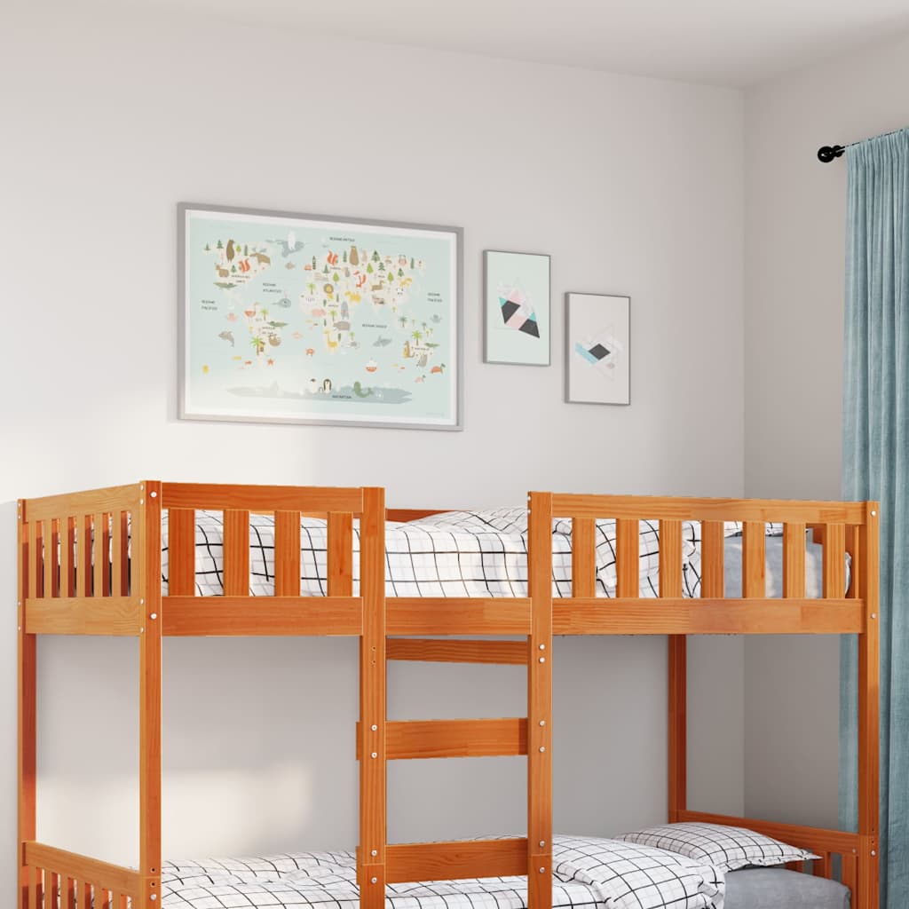 Cama de criança sem colchão 90x190 cm pinho maciço castanho-mel
