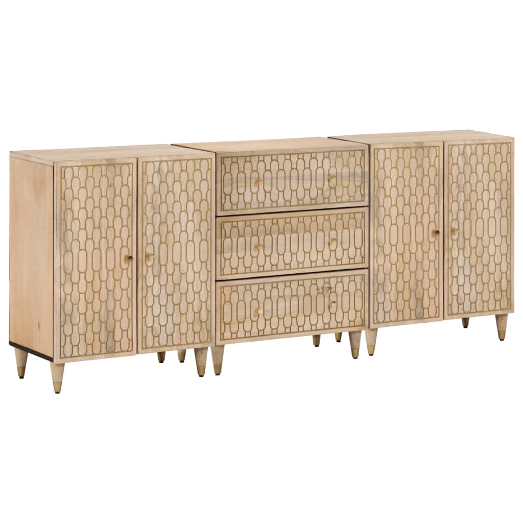 Móveis de apoio 3 pcs 60x33x75 cm madeira de mangueira maciça