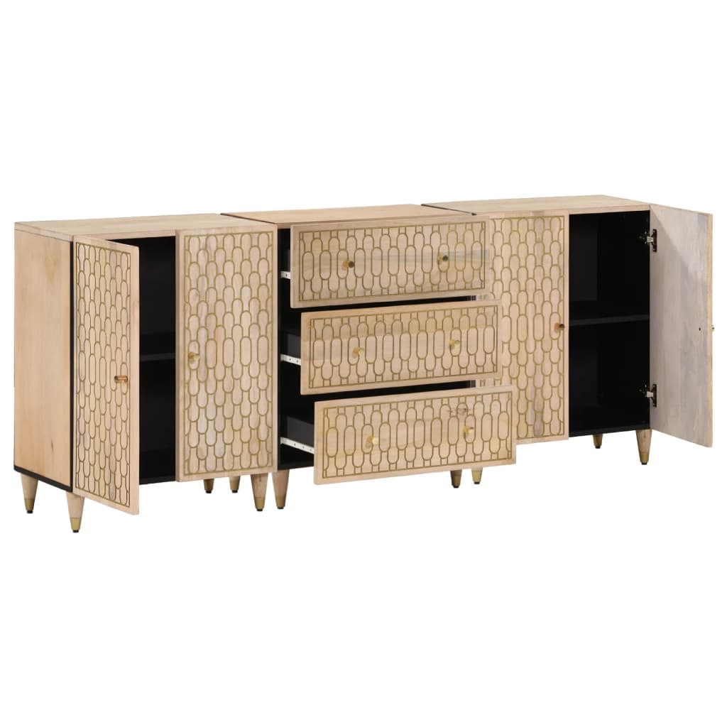Móveis de apoio 3 pcs 60x33x75 cm madeira de mangueira maciça