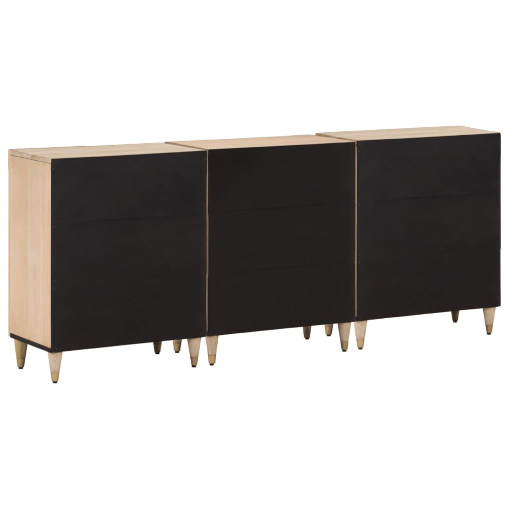 Móveis de apoio 3 pcs 60x33x75 cm madeira de mangueira maciça