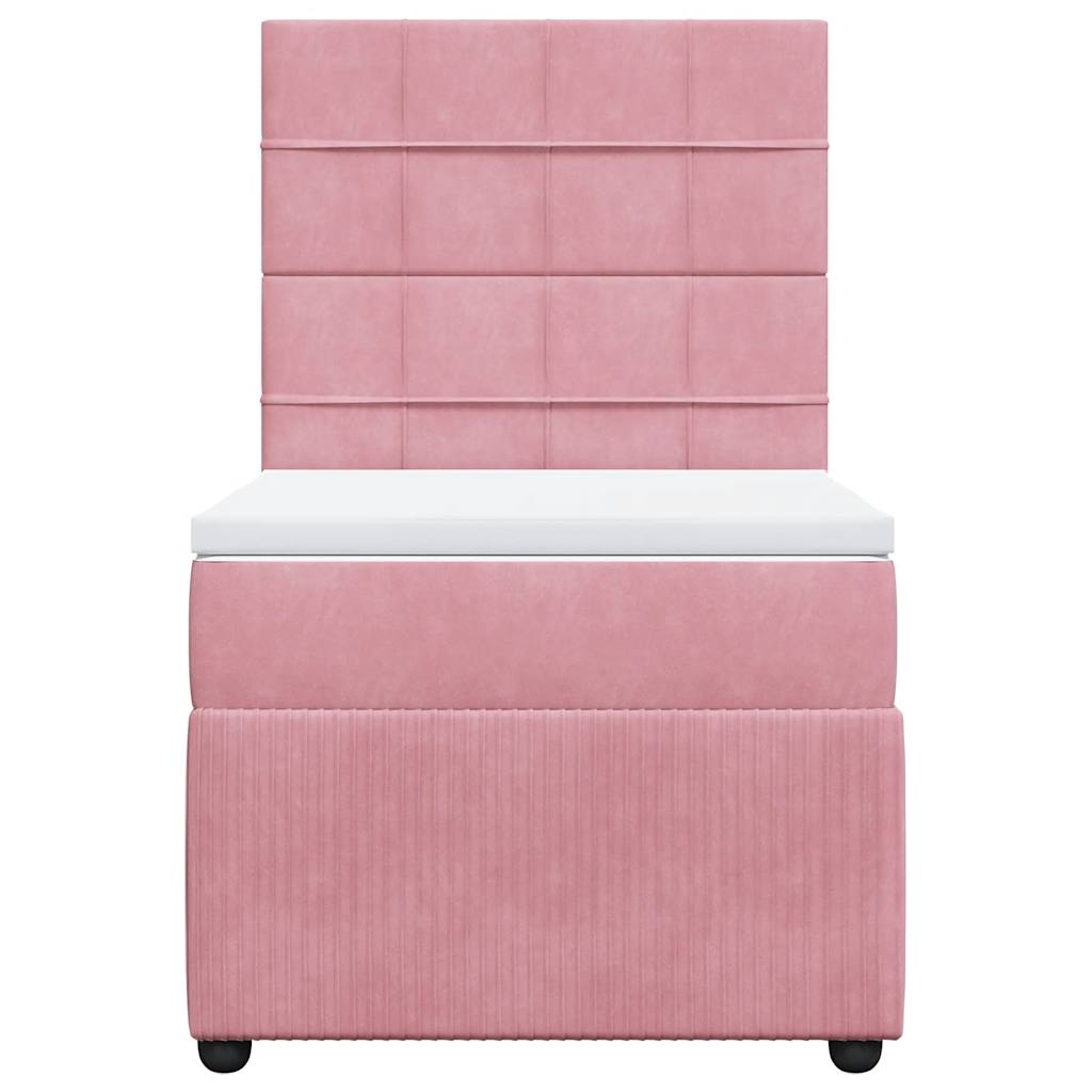 Cama com molas/colchão 100x200 cm veludo rosa