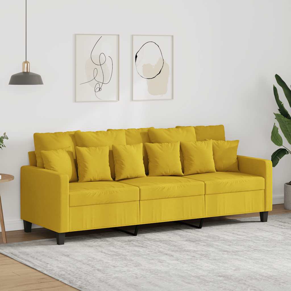Sofá de 3 lugares 180 cm tecido amarelo-claro