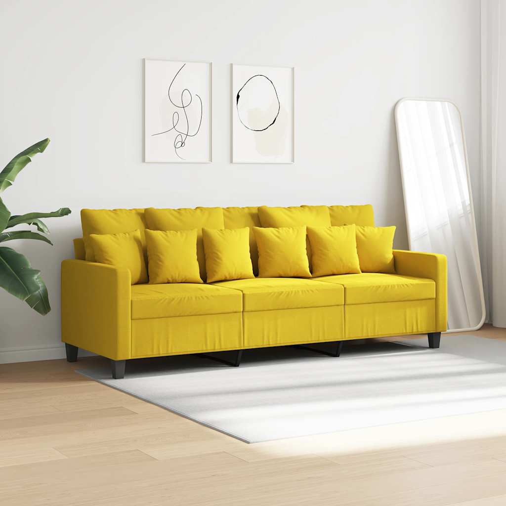 Sofá de 3 lugares 180 cm tecido amarelo-claro