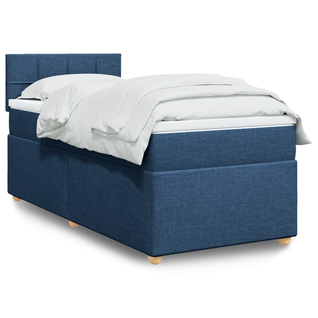 Cama com molas/colchão 80x200 cm tecido azul