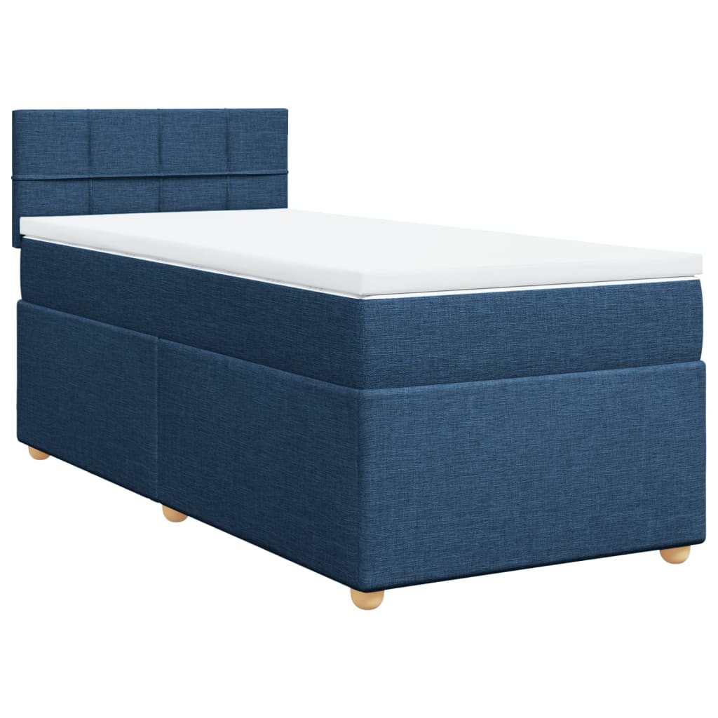 Cama com molas/colchão 80x200 cm tecido azul
