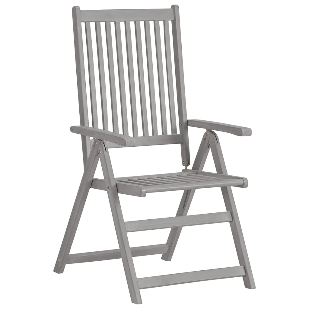 Cadeiras jardim reclináveis c/ almofadões 8 pcs acácia cinzento