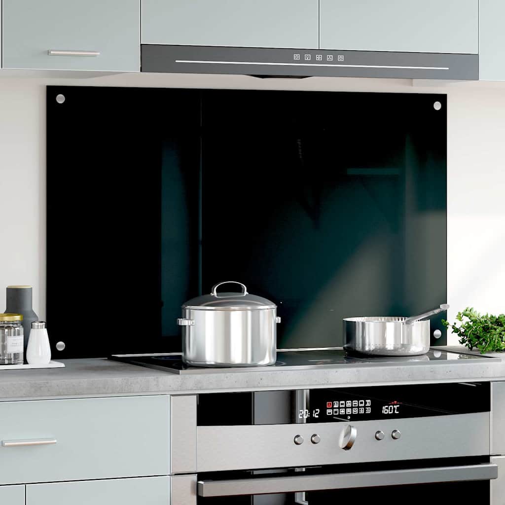 Painel anti-salpicos de cozinha 100x60 cm vidro temperado preto