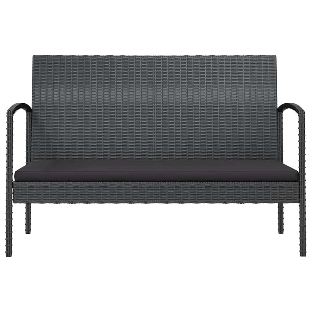 16 Pcs conjunto lounge de jardim c/ almofadões vime PE preto