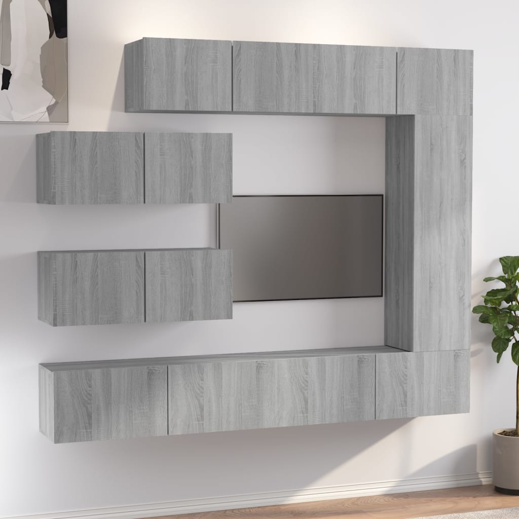 Conjunto móveis de TV 7 pcs madeira processada sonoma cinza