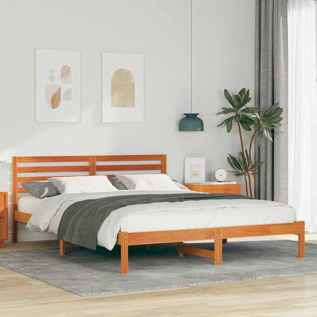 Estrutura da cama com cabeceira marrom cera 160 x 210 cm