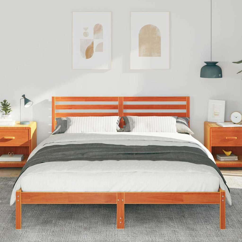 Estrutura da cama com cabeceira marrom cera 160 x 210 cm