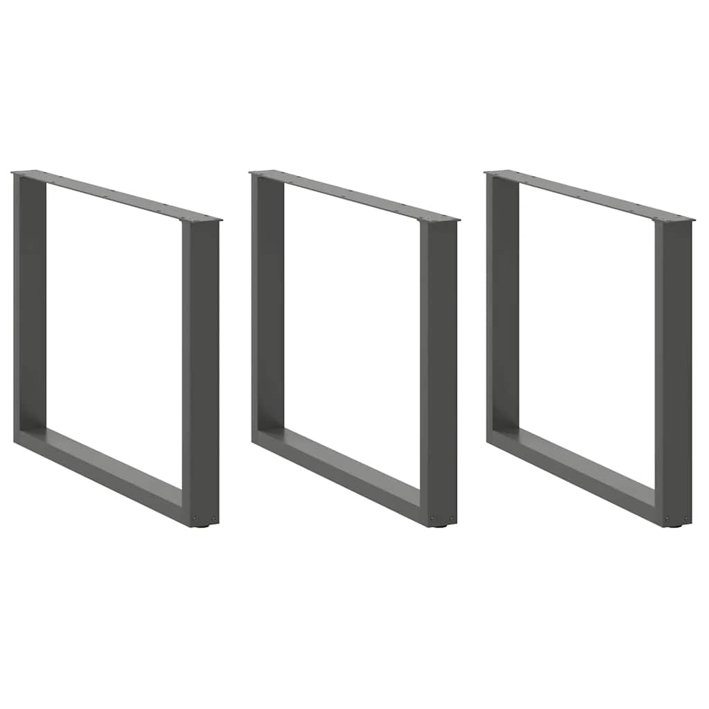 Pés para mesa de jantar em formato de u, 3 peças, antracite, 100x(72-73) cm, aço