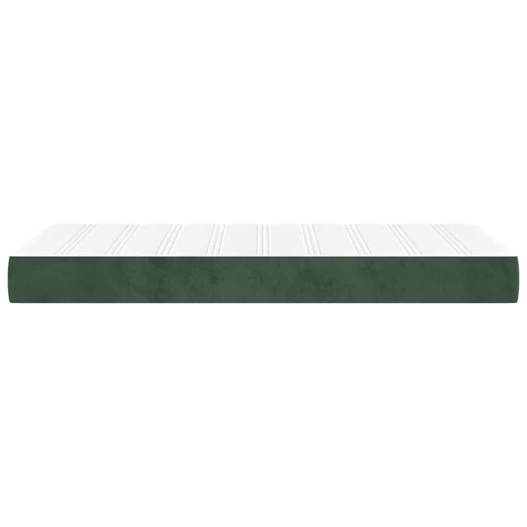 Colchão de molas ensacadas firmeza média 80x220x20 cm veludo verde-escuro
