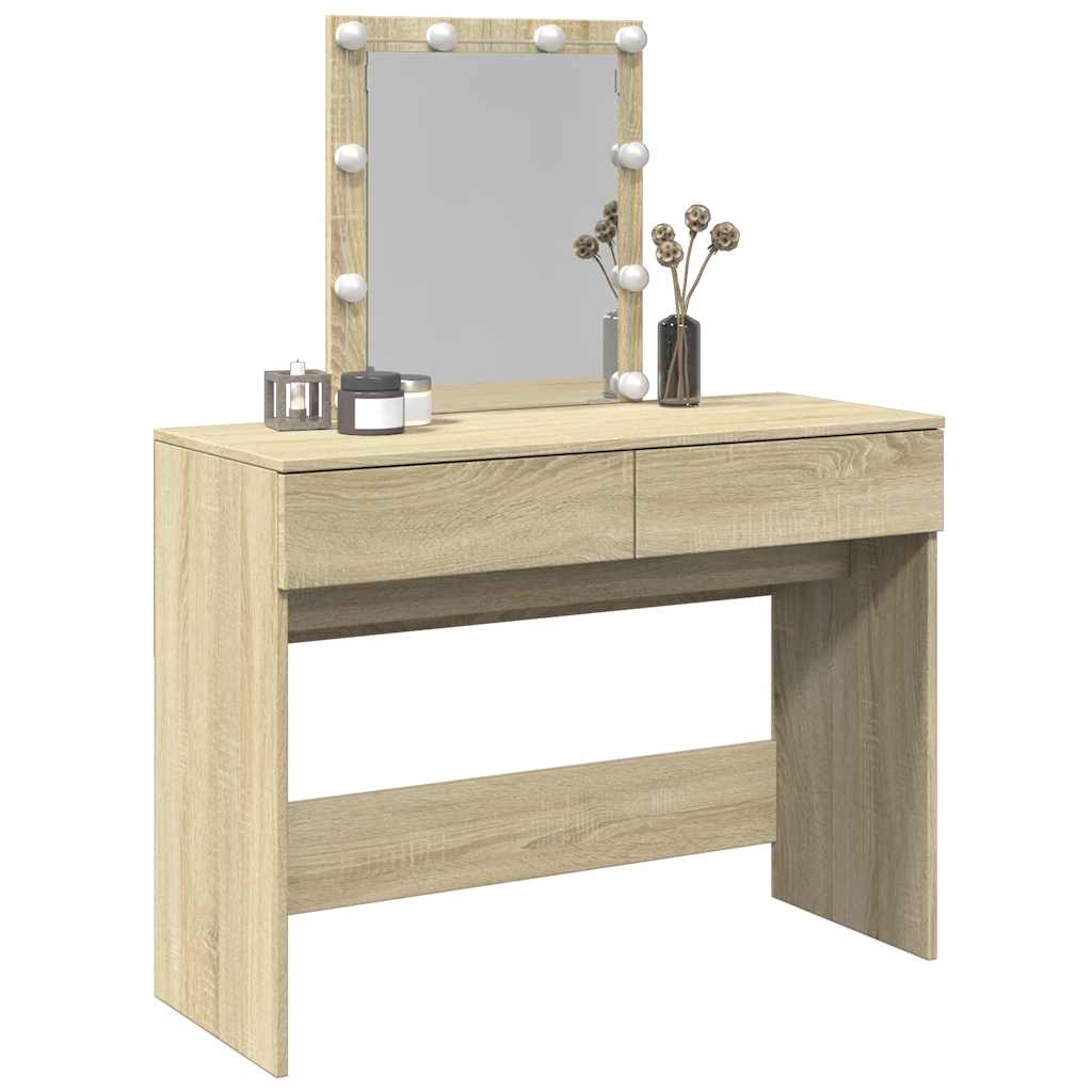 Toucador com leds 100x40x130 cm carvalho sonoma