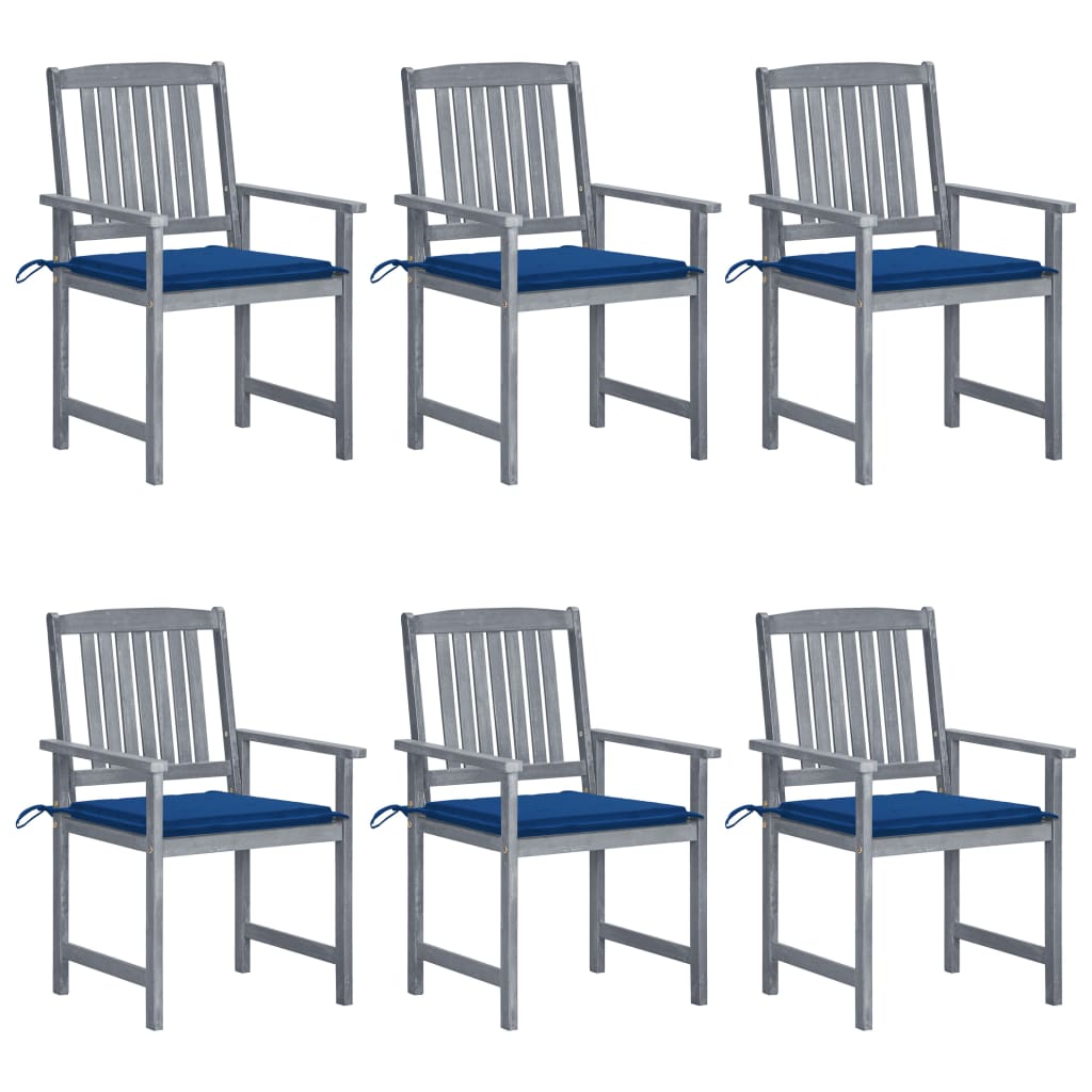 Cadeiras de jardim c/ almofadões 6 pcs acácia maciça cinzento