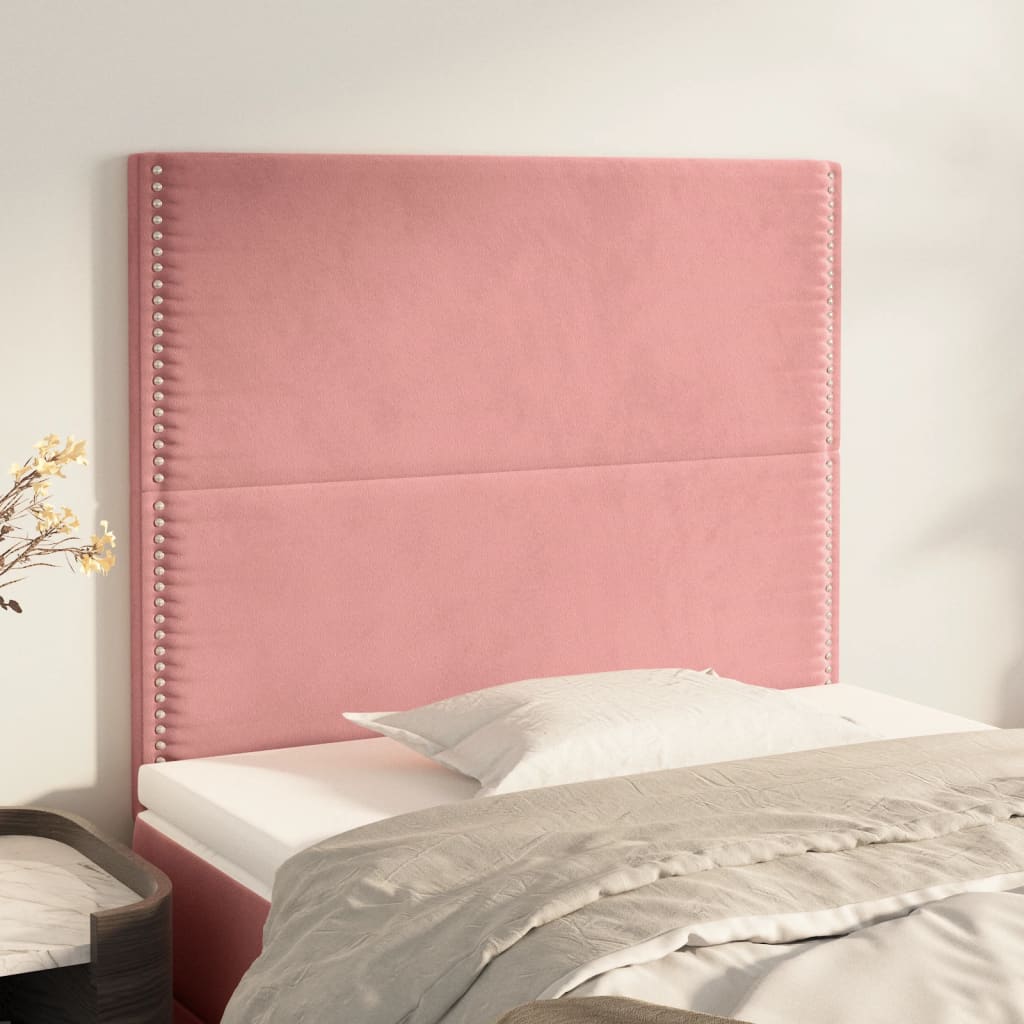 Cabeceira rosa 90x5x118/128 cm veludo