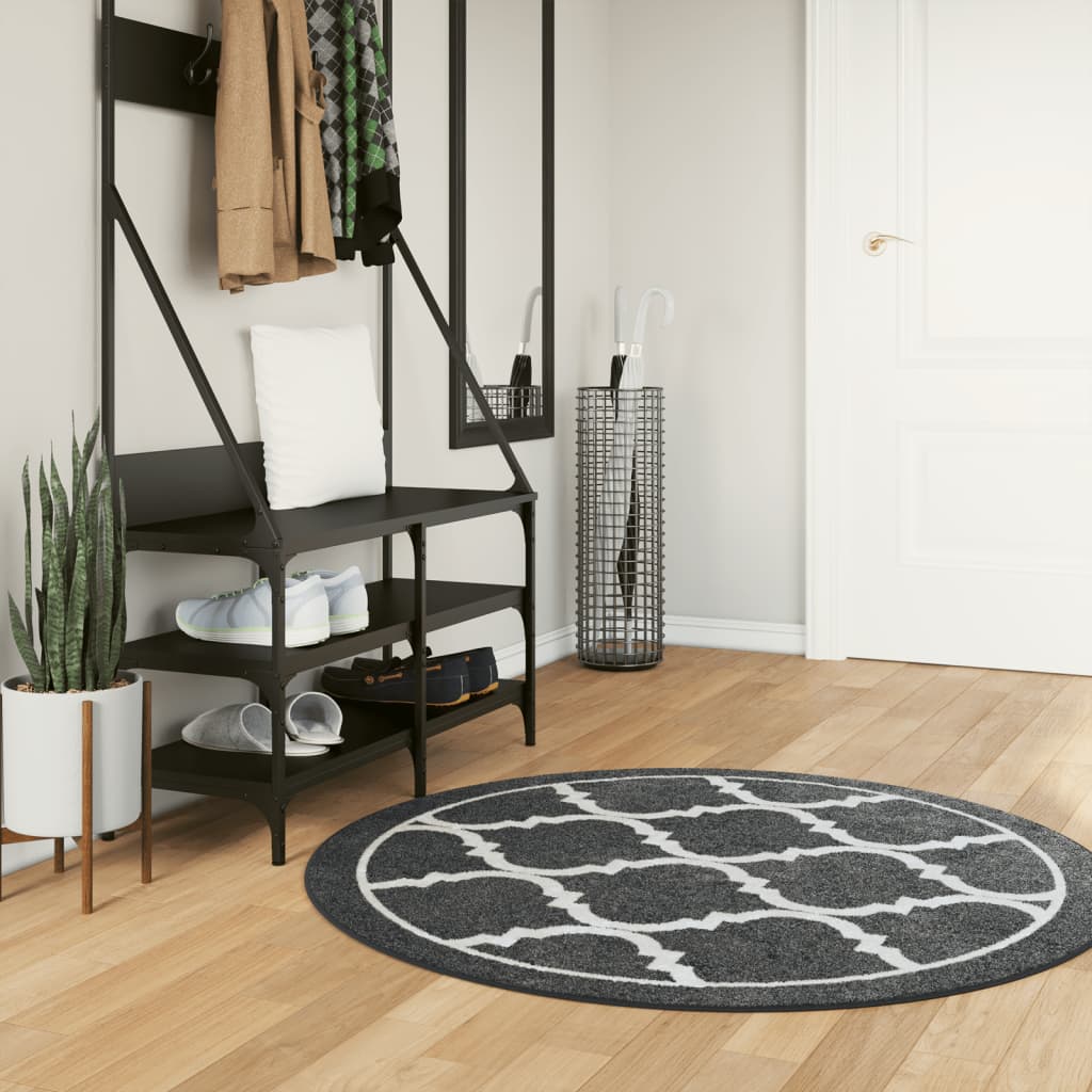 Tapete lavável ø 120 cm preto e branco