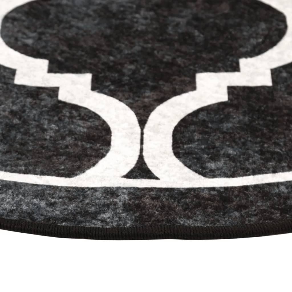 Tapete lavável ø 120 cm preto e branco