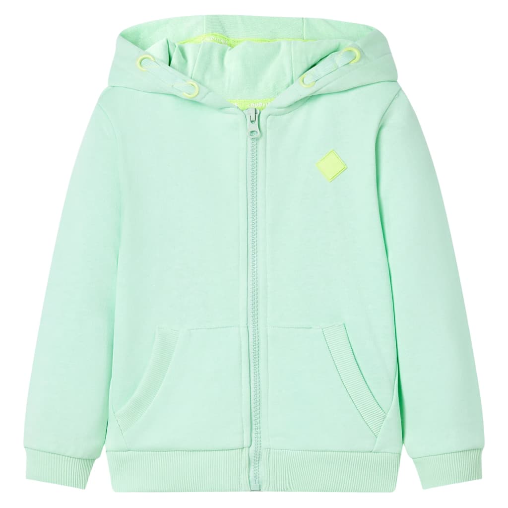 Sweatshirt para criança com capuz e fecho verde-brilhante 104