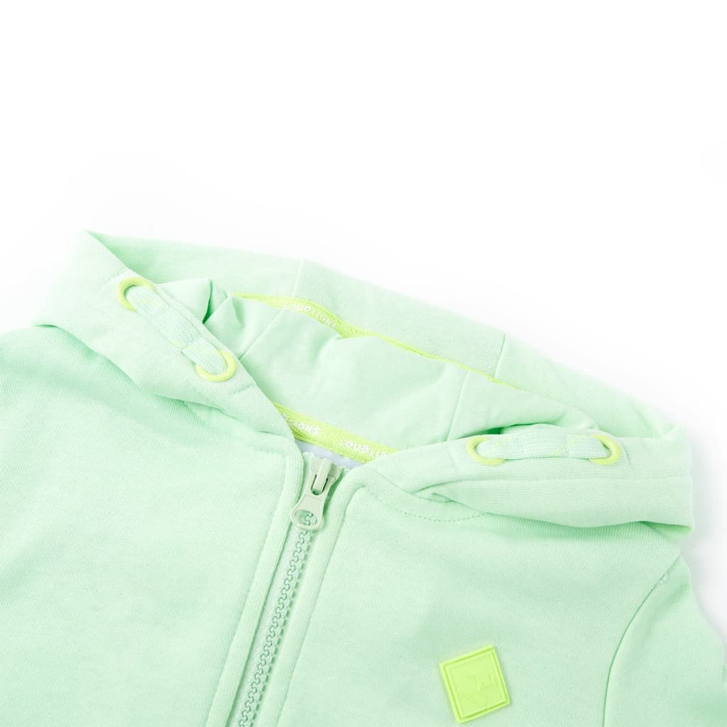 Sweatshirt para criança com capuz e fecho verde-brilhante 104
