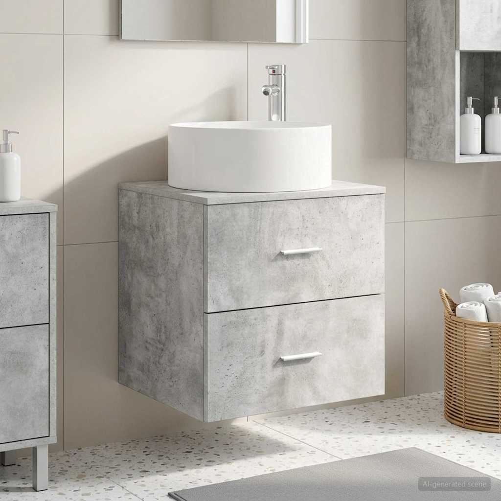 Vaidade com pia suspensa cinzento cimento 49,5 x 44,5 x 65,5 cm