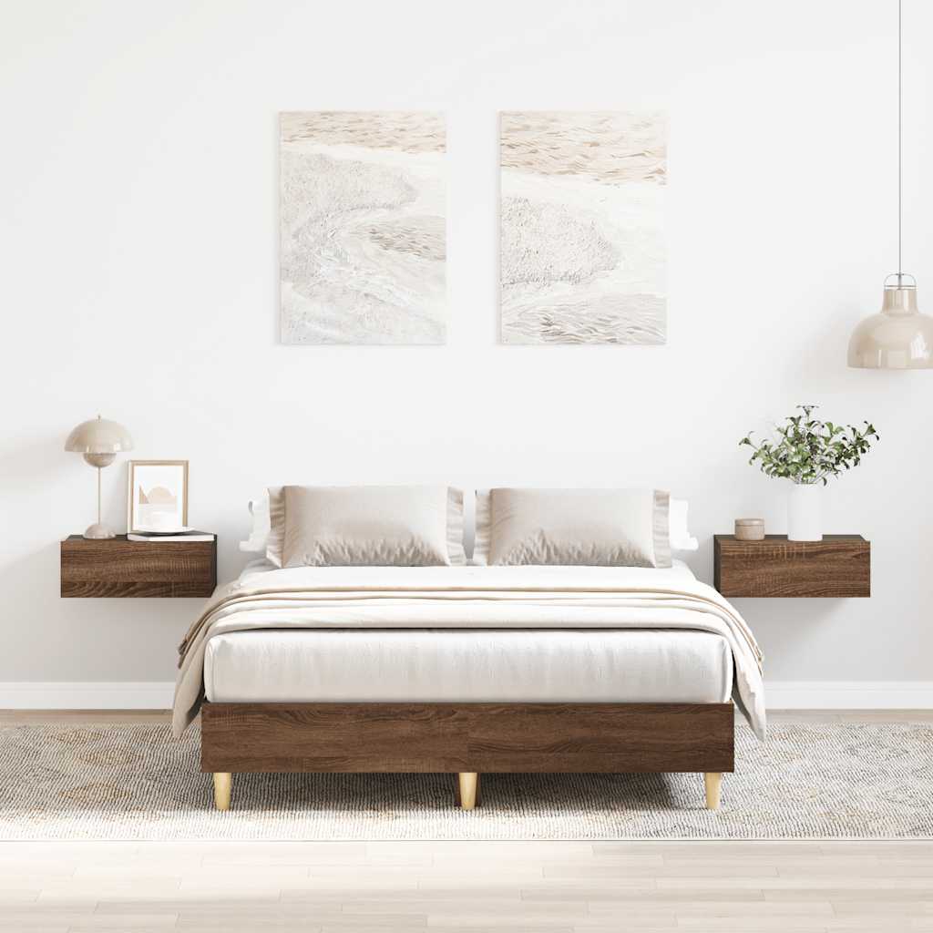 Estrutura de cama sem colchão 135x190cm carvalho castanho