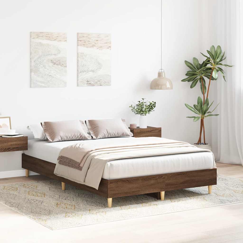 Estrutura de cama sem colchão 135x190cm carvalho castanho