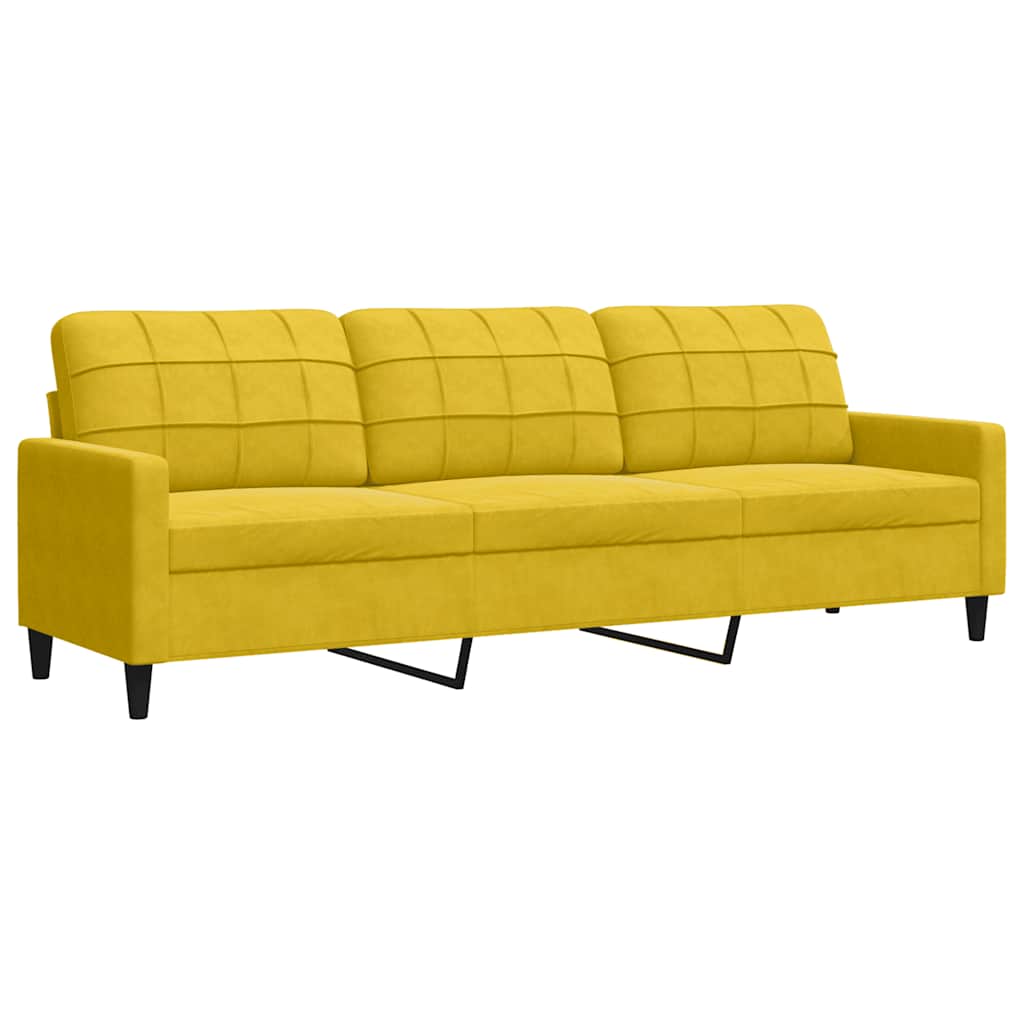 3 Pcs conjunto de sofás com almofadões e rolos veludo amarelo