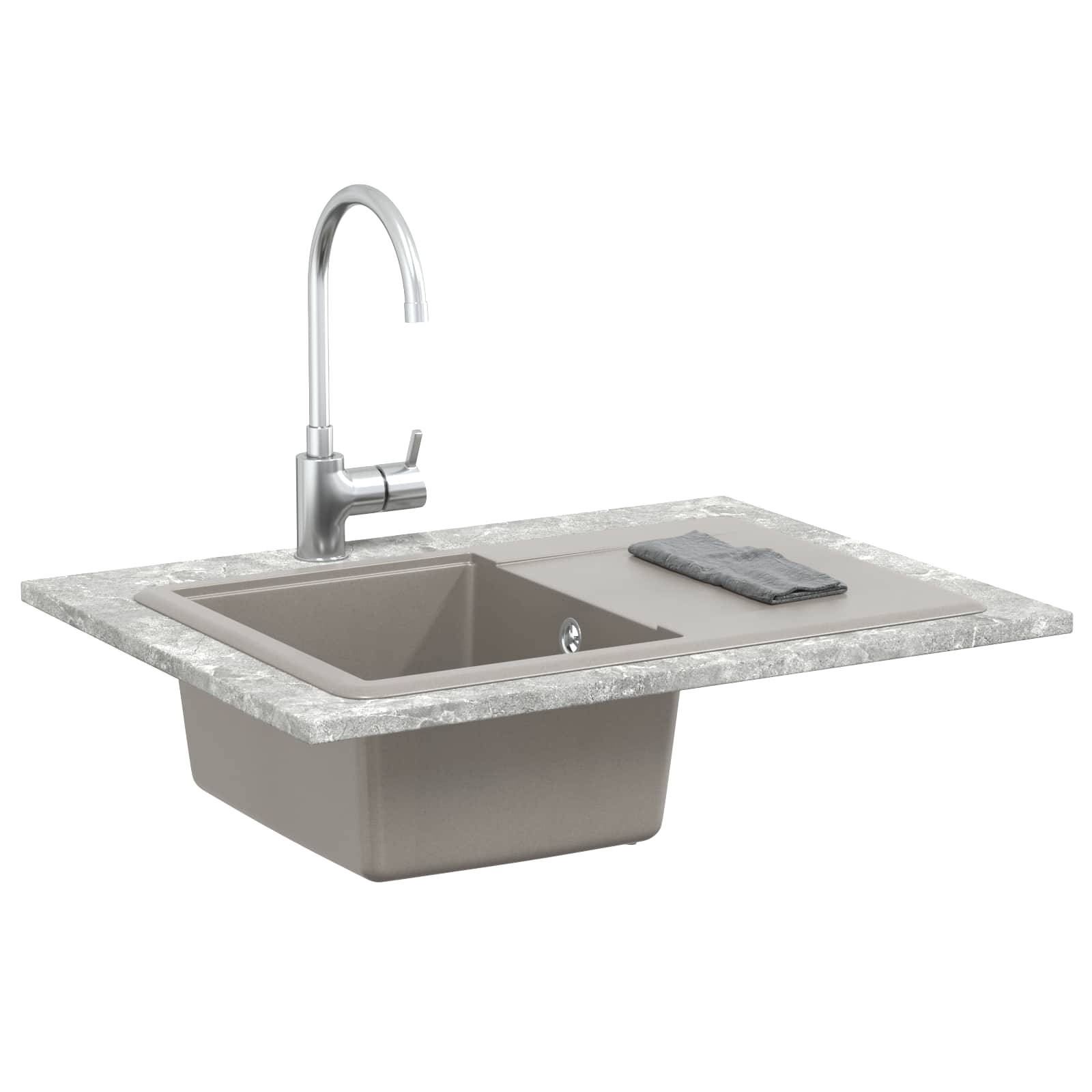 Pia cinzeto 670 x 460 mm 80% quartzo e 20% resina