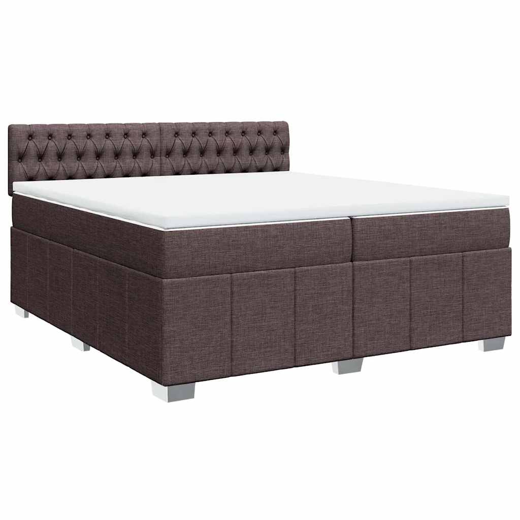 Cama com molas/colchão 200x200 cm tecido castanho-escuro