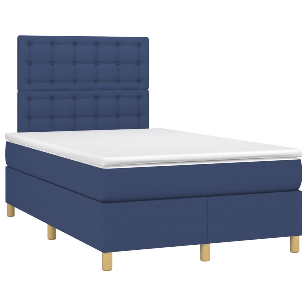 Cama com molas/colchão 120x200 cm tecido azul