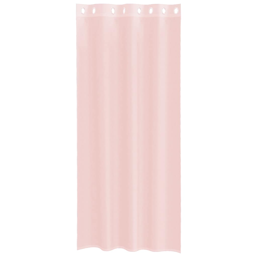 Cortinas de voile com ilhós 2 pcs rosa-claro 140x225 cm