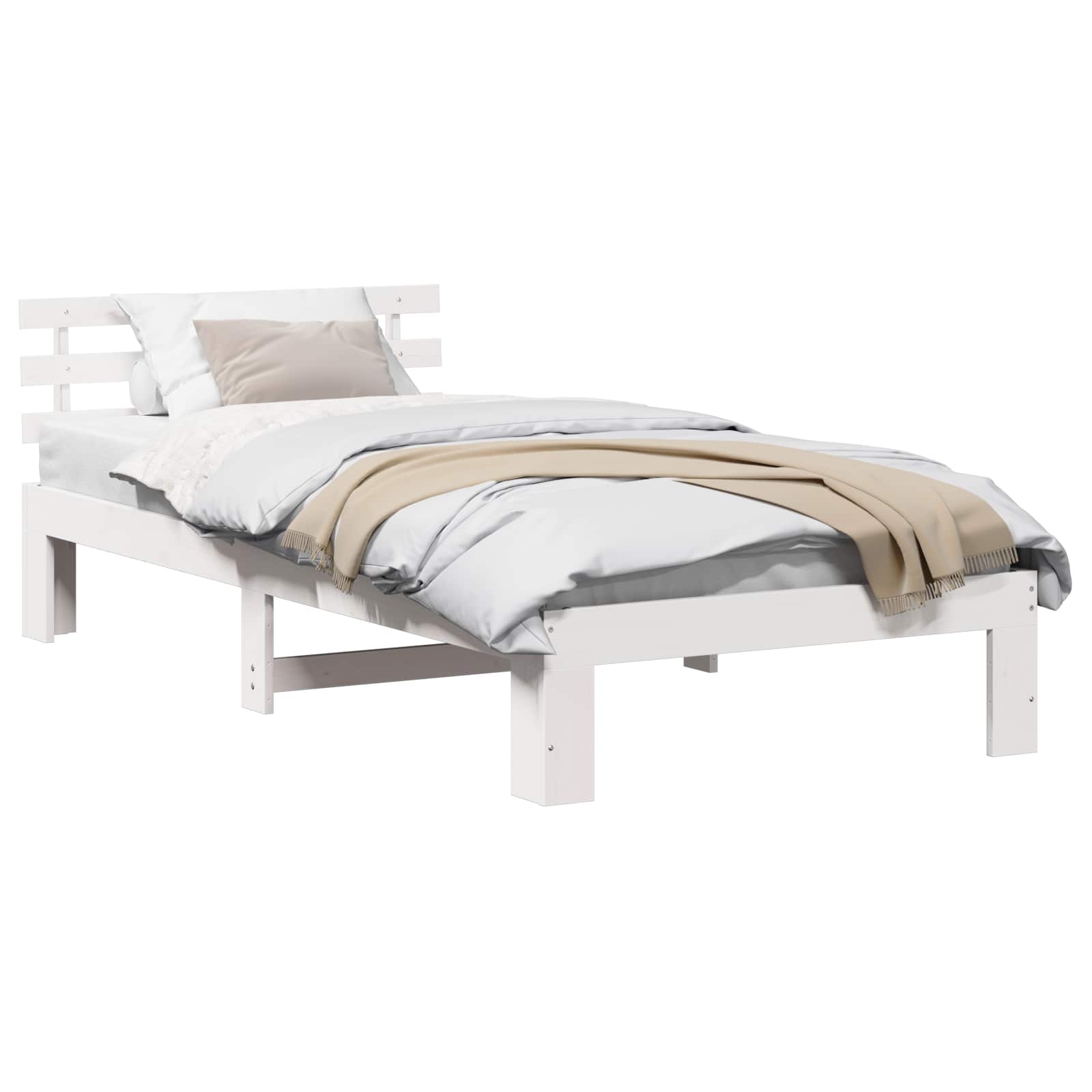 Estrutura da cama branco 80 x 200 cm madeira de pinheiro sólida