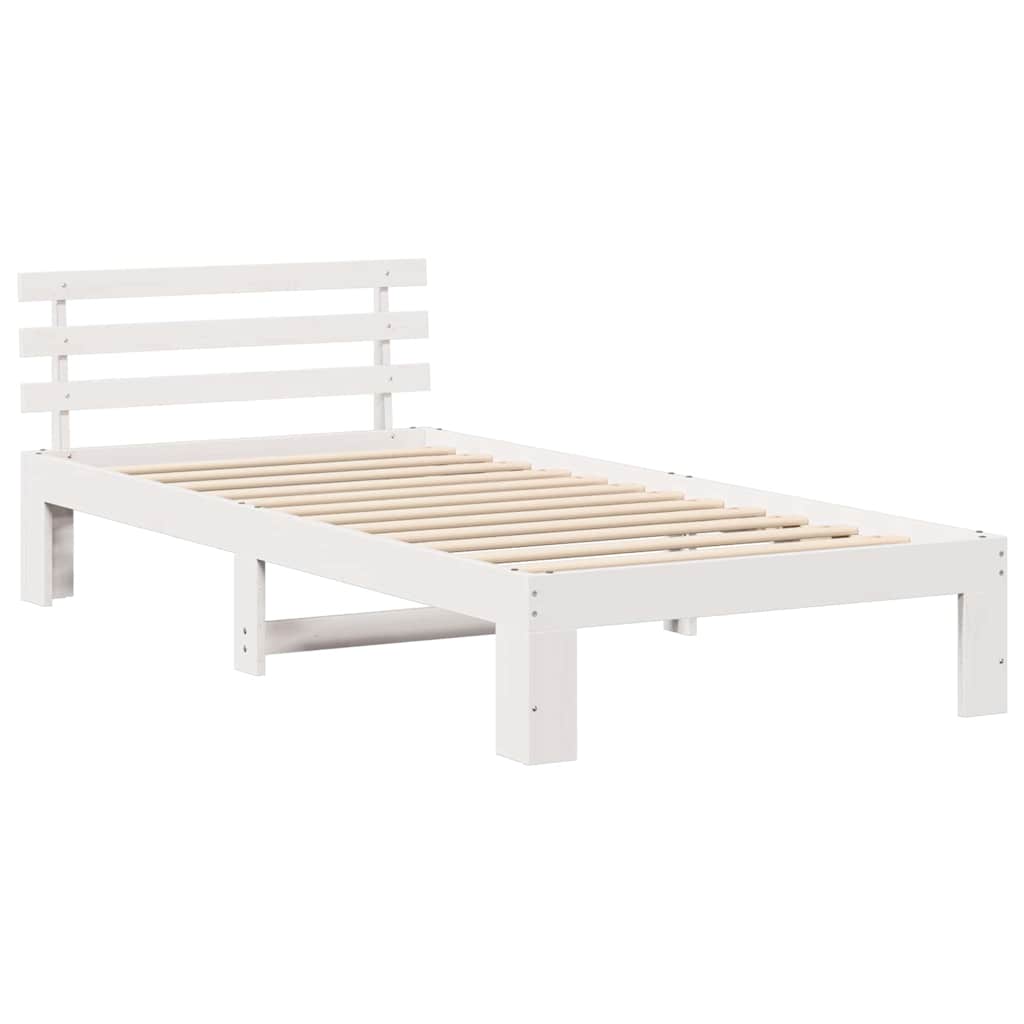 Estrutura da cama branco 80 x 200 cm madeira de pinheiro sólida
