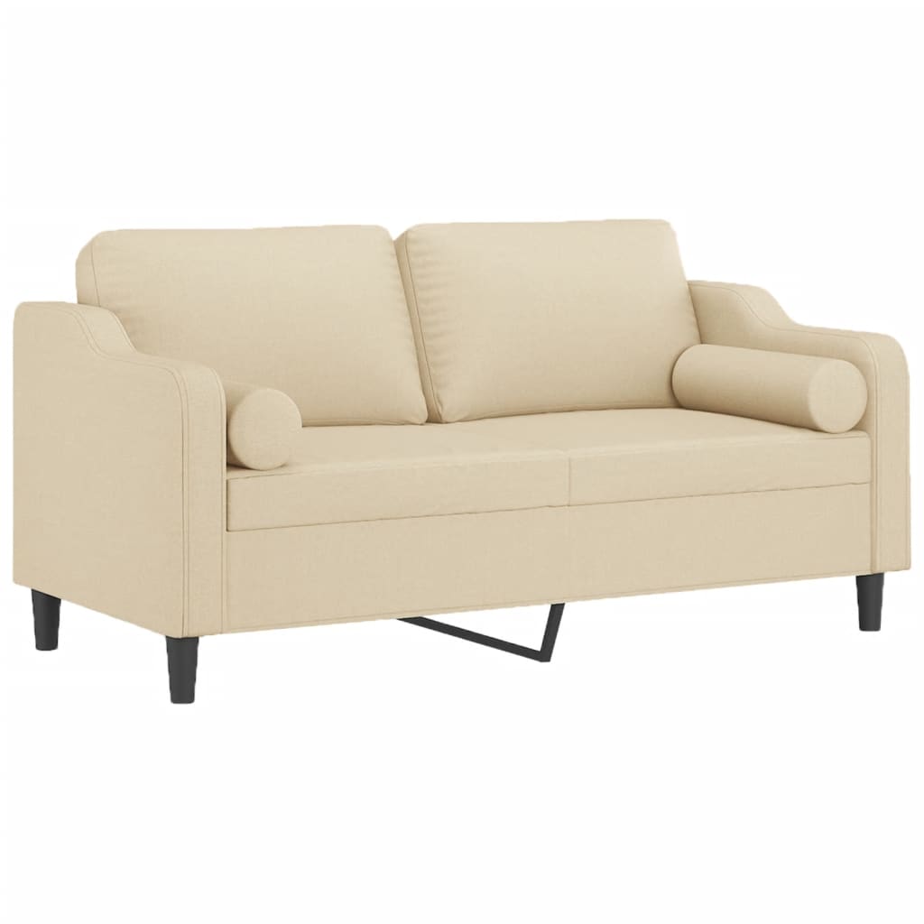 Sofá 2 lugares + almofadas decorativas 140 cm tecido cor creme