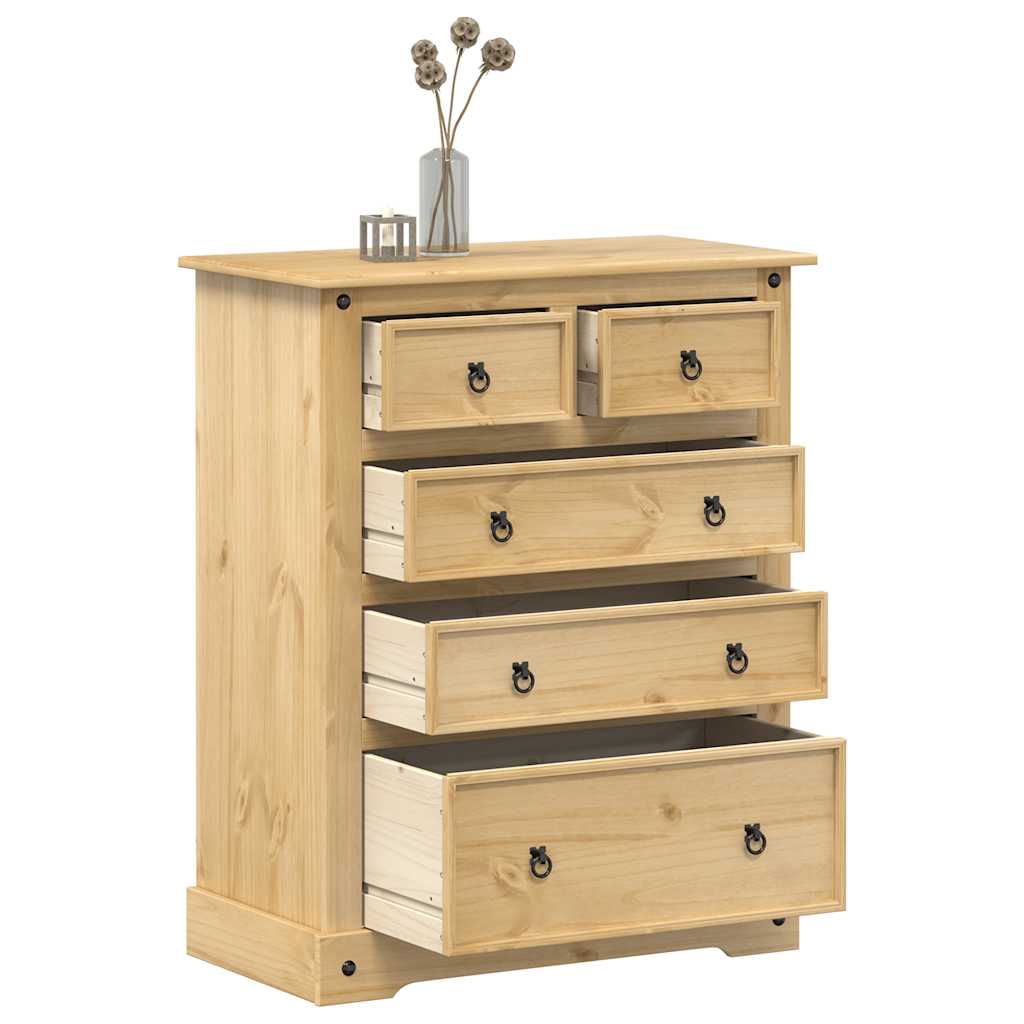 Armário com gavetas corona 92x48x114 cm madeira de pinho maciça