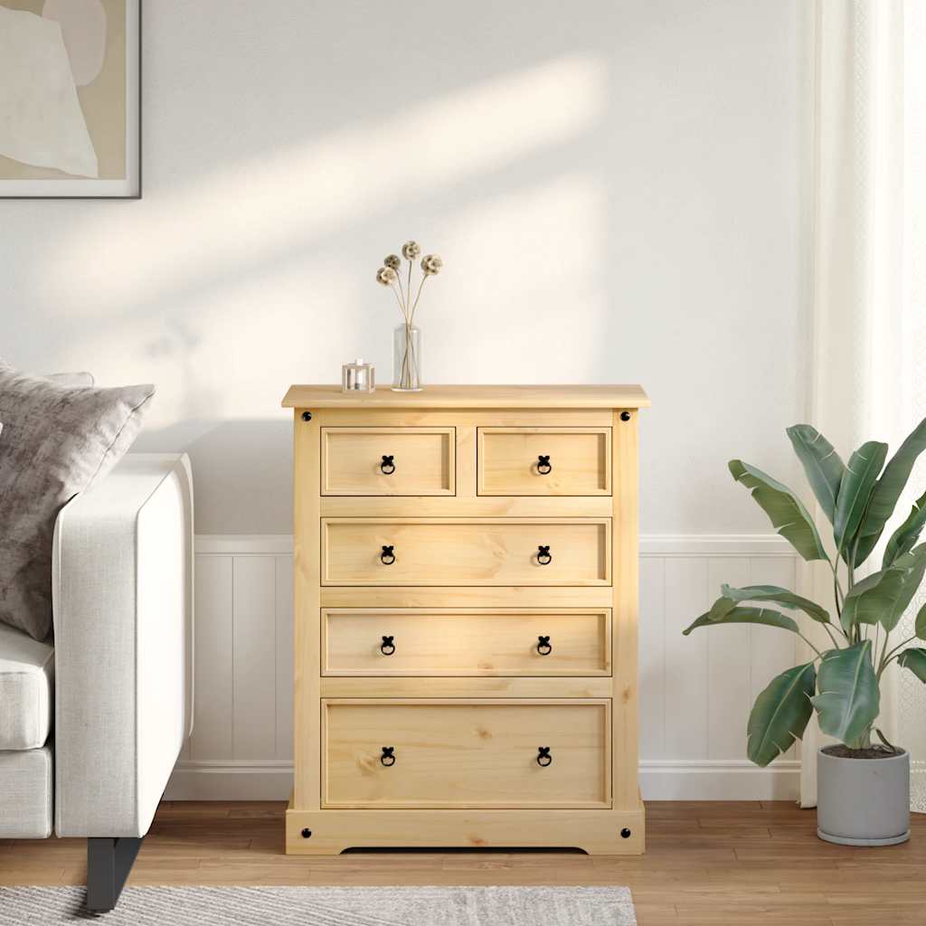 Armário com gavetas corona 92x48x114 cm madeira de pinho maciça