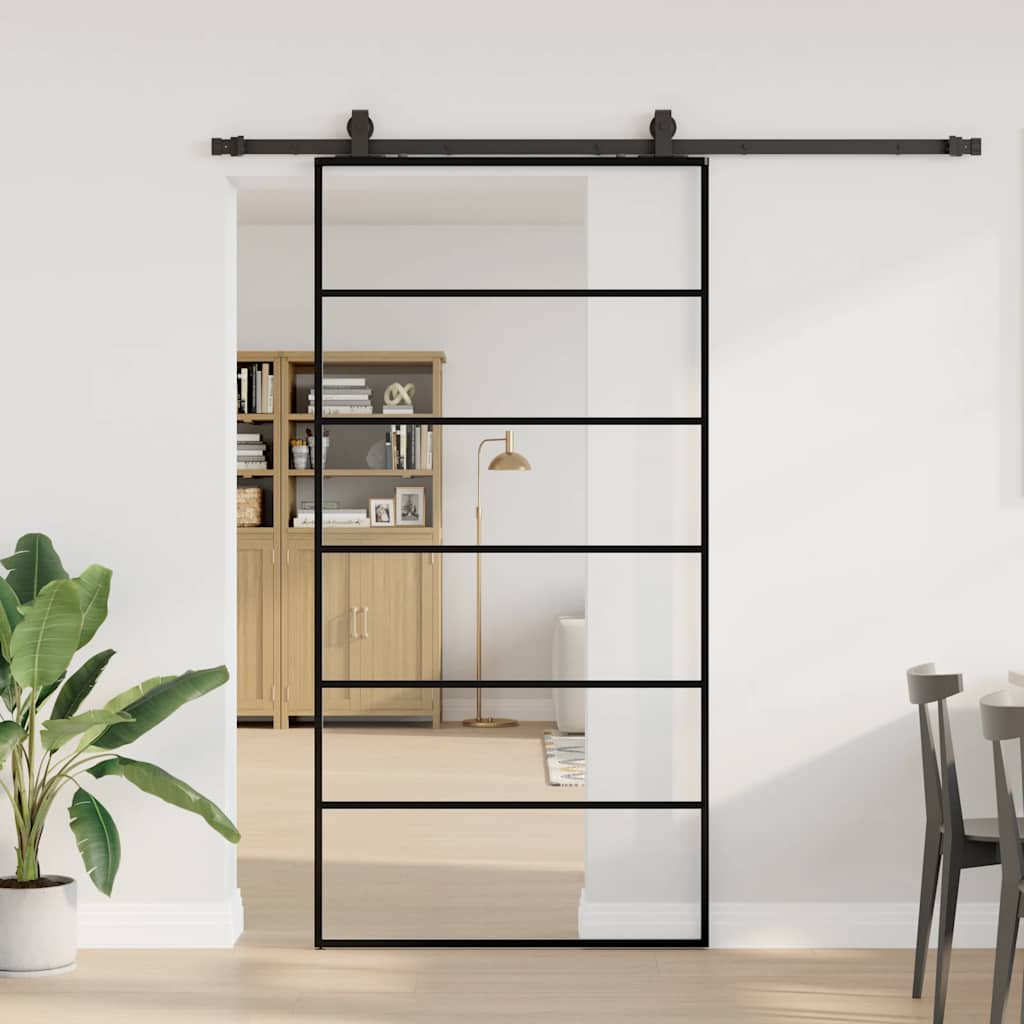 Porta deslizante c/ conj ferragens 102x205cm vidro esg preto