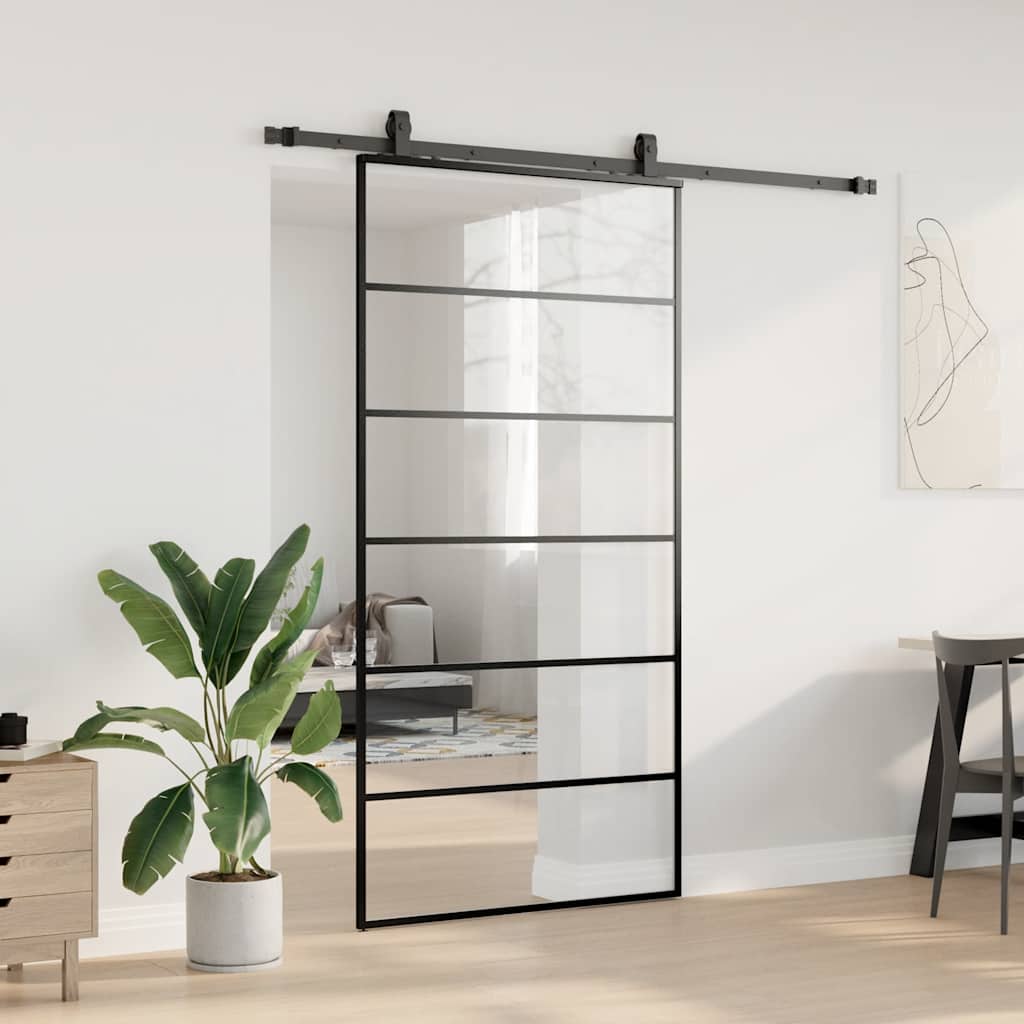 Porta deslizante c/ conj ferragens 102x205cm vidro esg preto